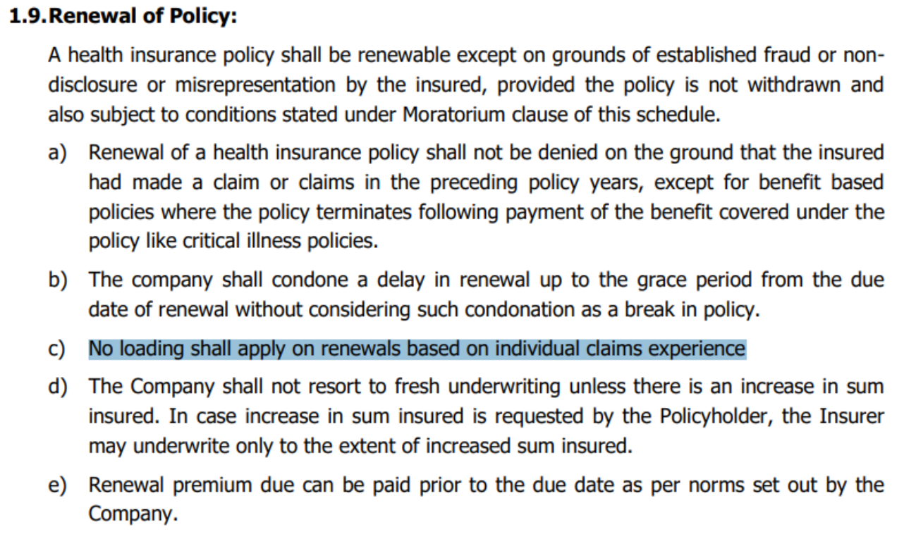 Loading charges in health insurance