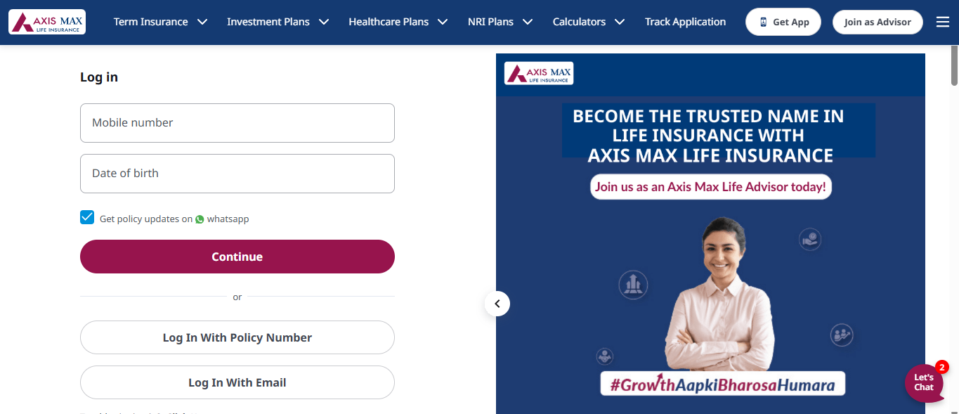 Max Term Insurance Login and Registration Process