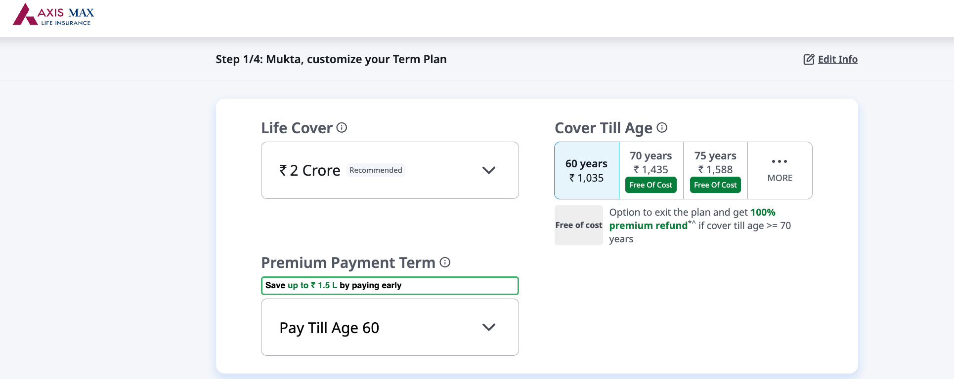 Axis Term Insurance Calculator