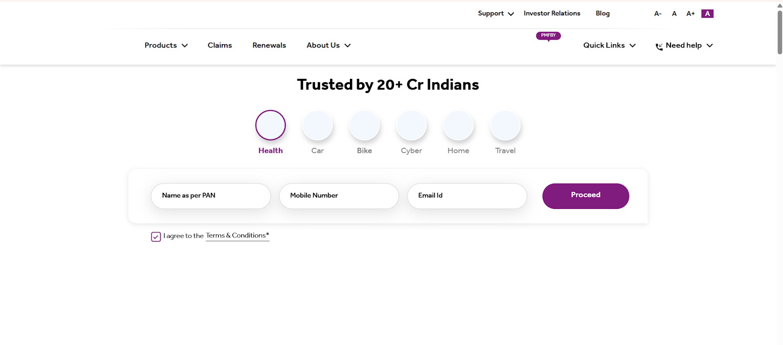 SBI Health Insurance Premium Chart