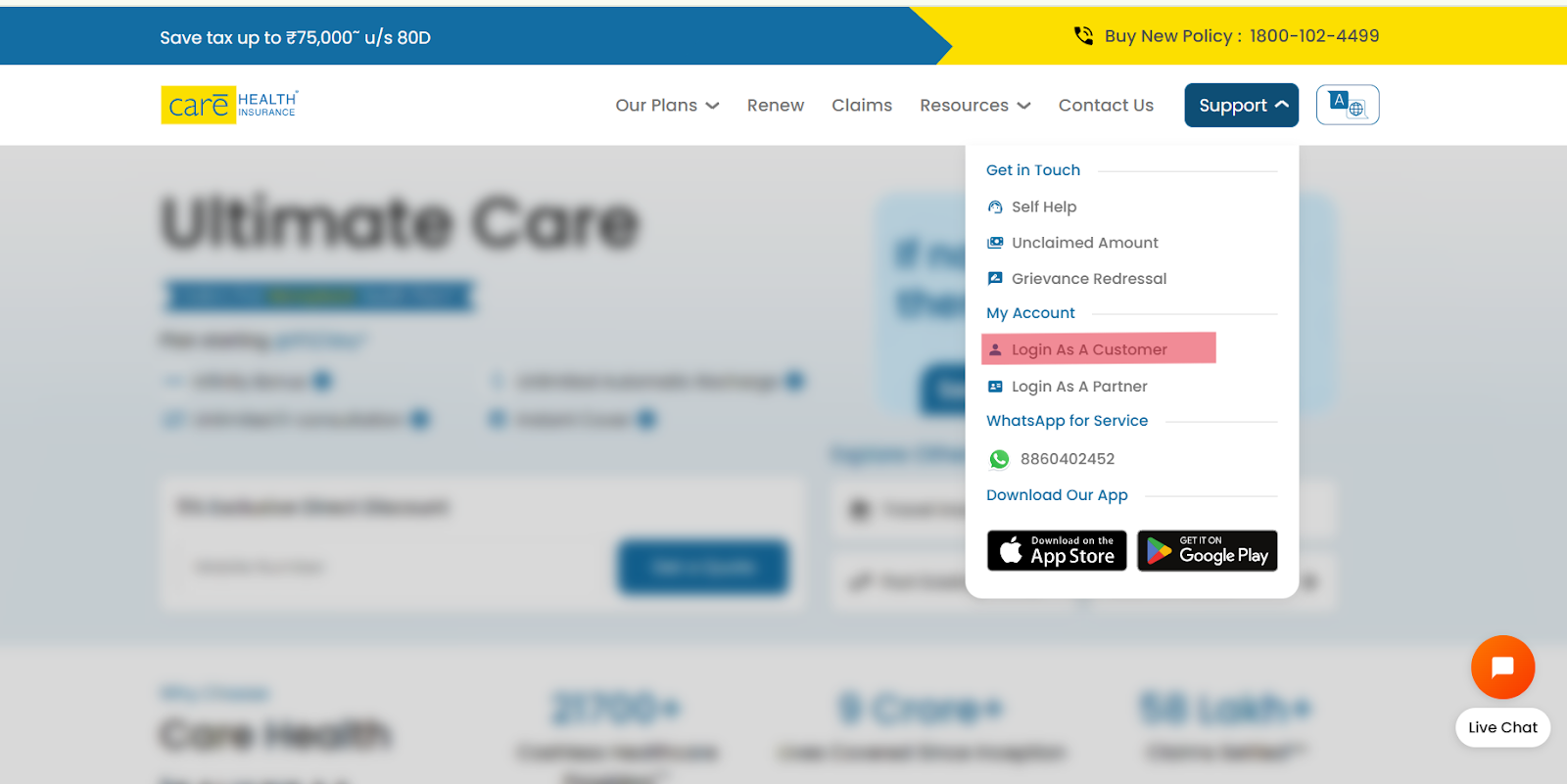 Care Health Insurance Contact and Login