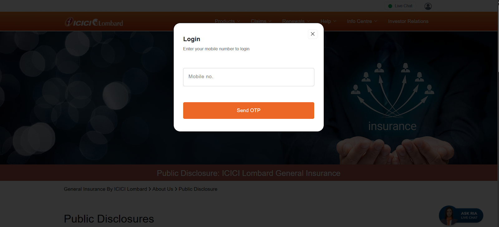 ICICI Lombard Health Insurance Contact & Login