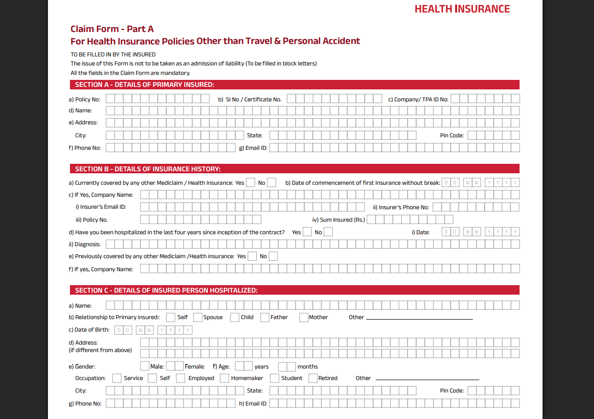 Aditya Birla Health Claim Form