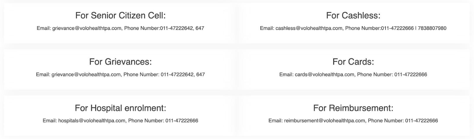Contact Information from Volo’s website