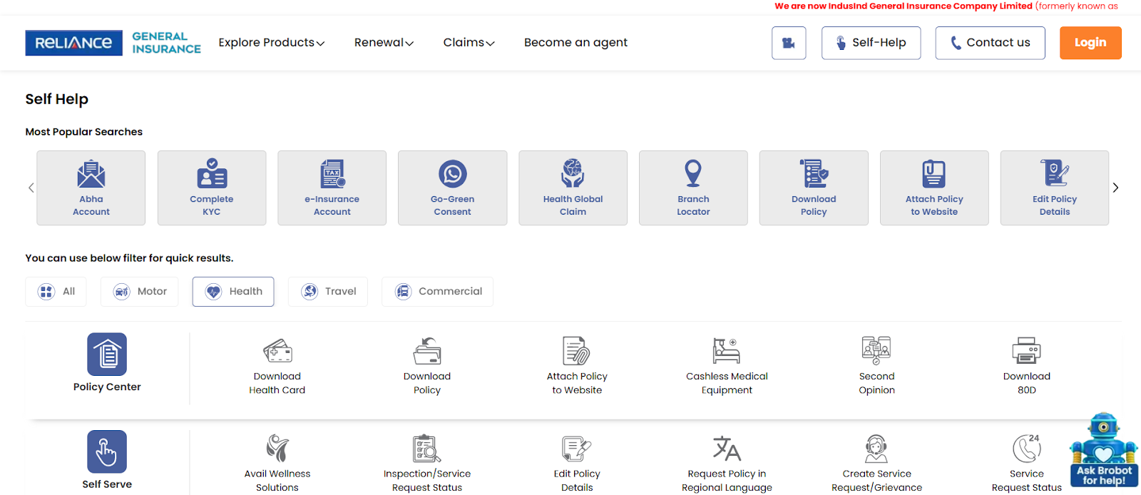 Reliance General Health Insurance Contact and Login