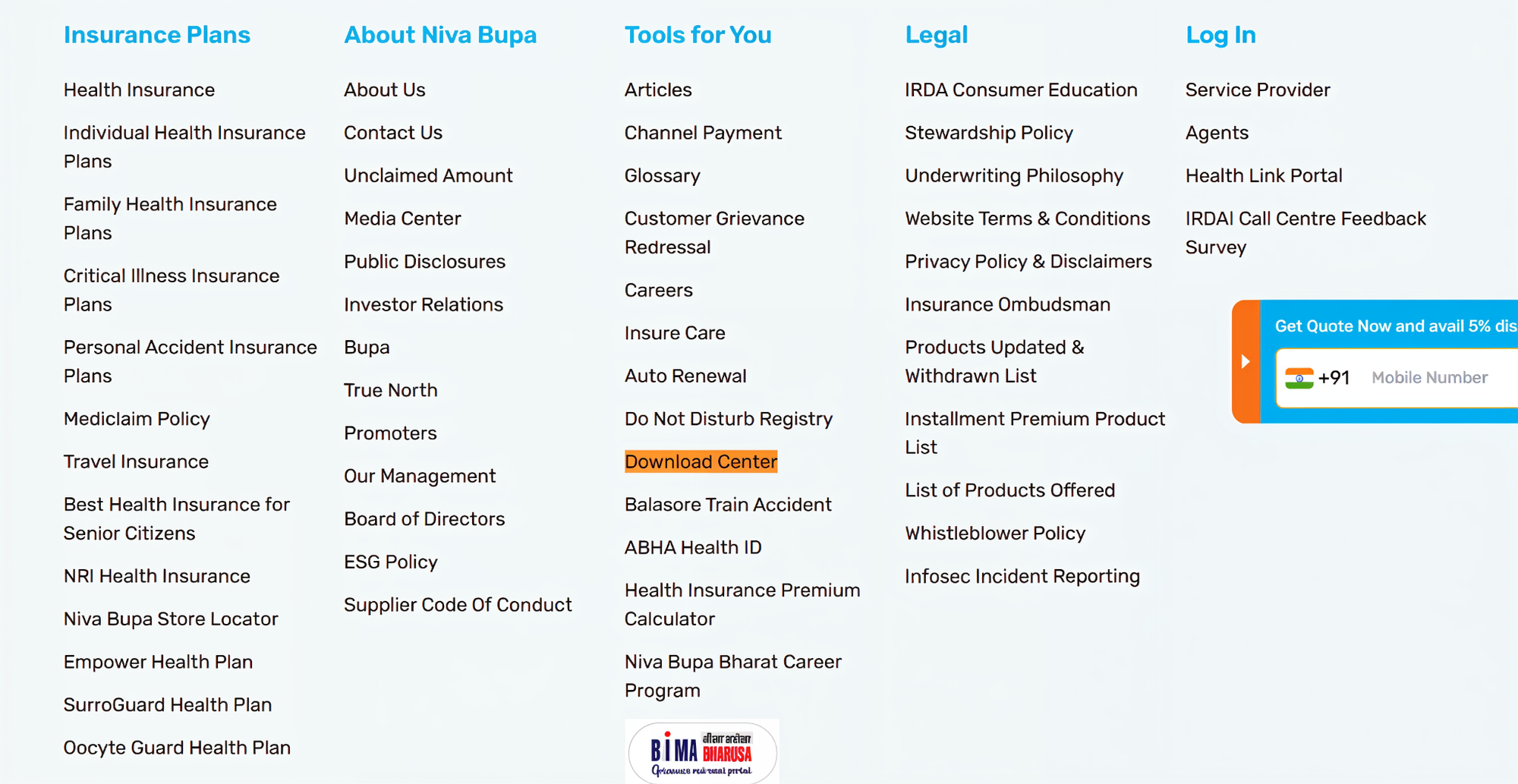 Niva Bupa Health Insurance Premium Chart PDF