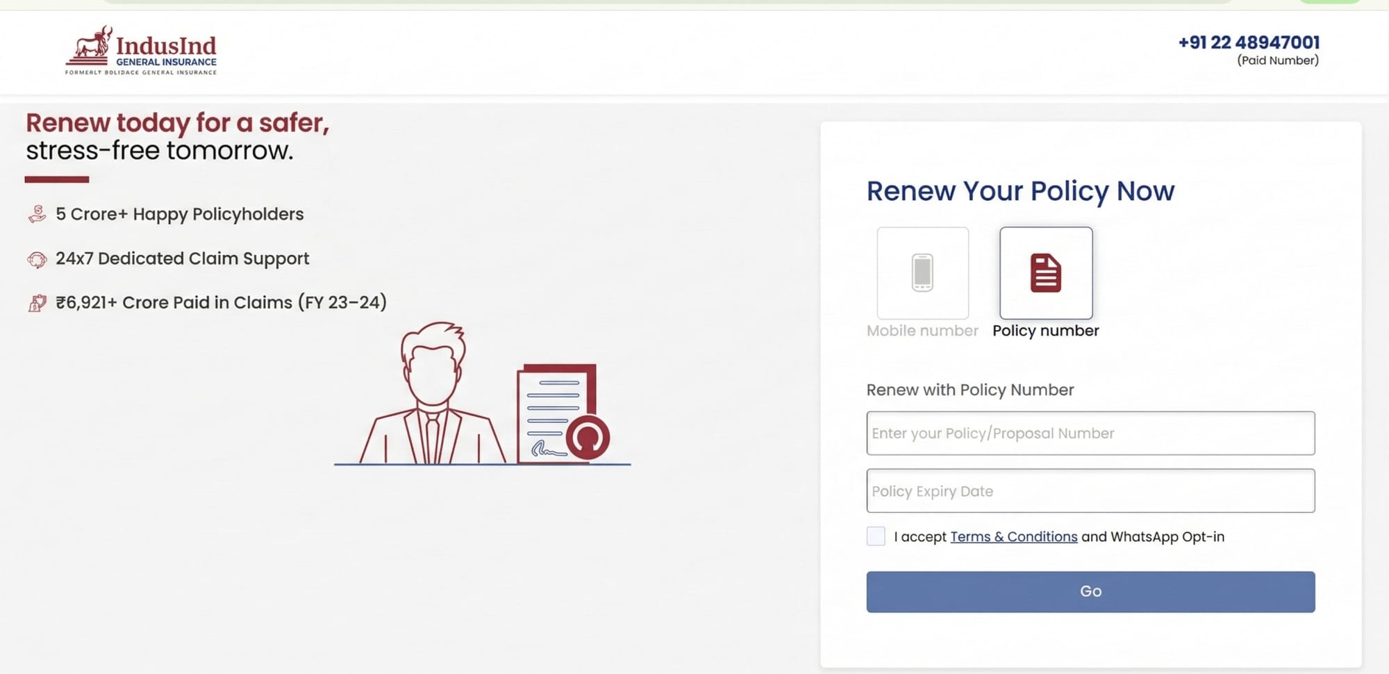 IndusInd General insurance renewal 