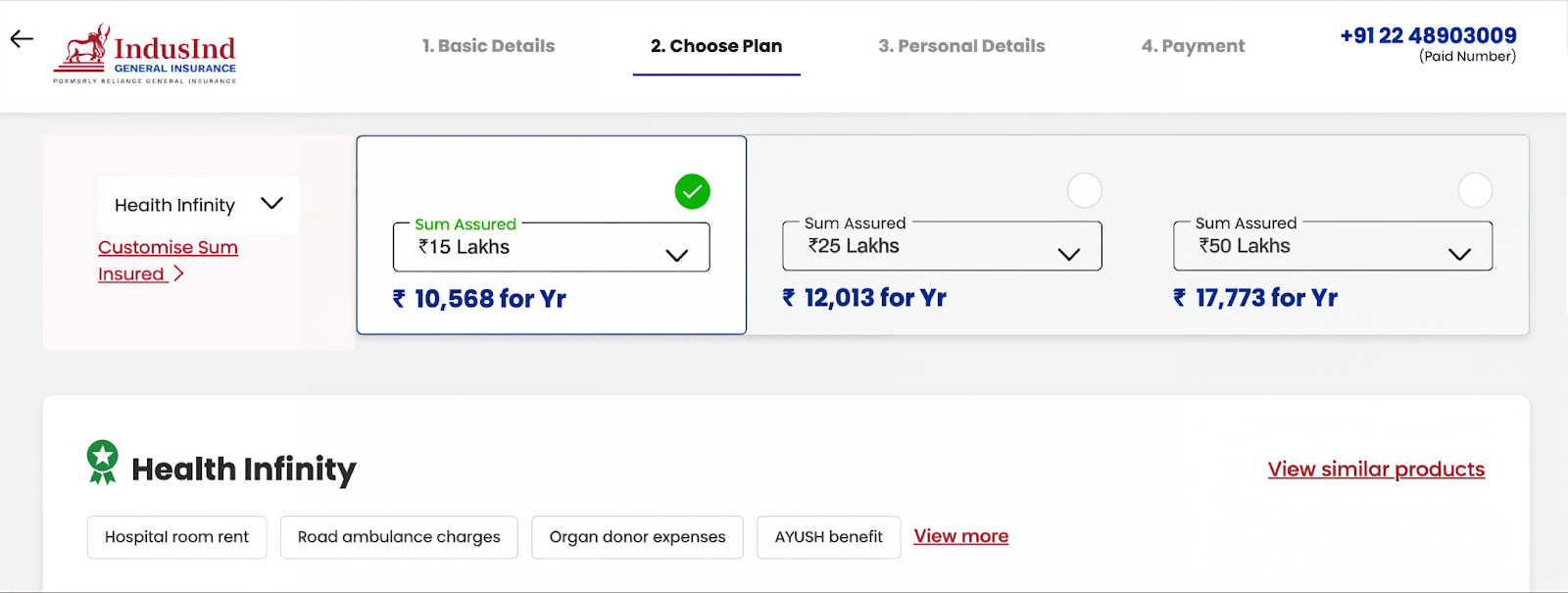 IndusInd Health Insurance Premium Chart