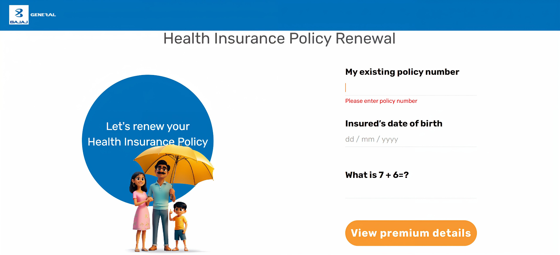 Bajaj General Health Insurance Renewal
