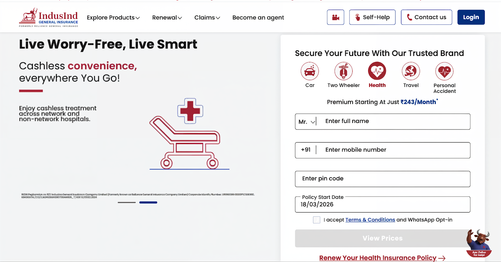 IndusInd Health Insurance Premium Chart