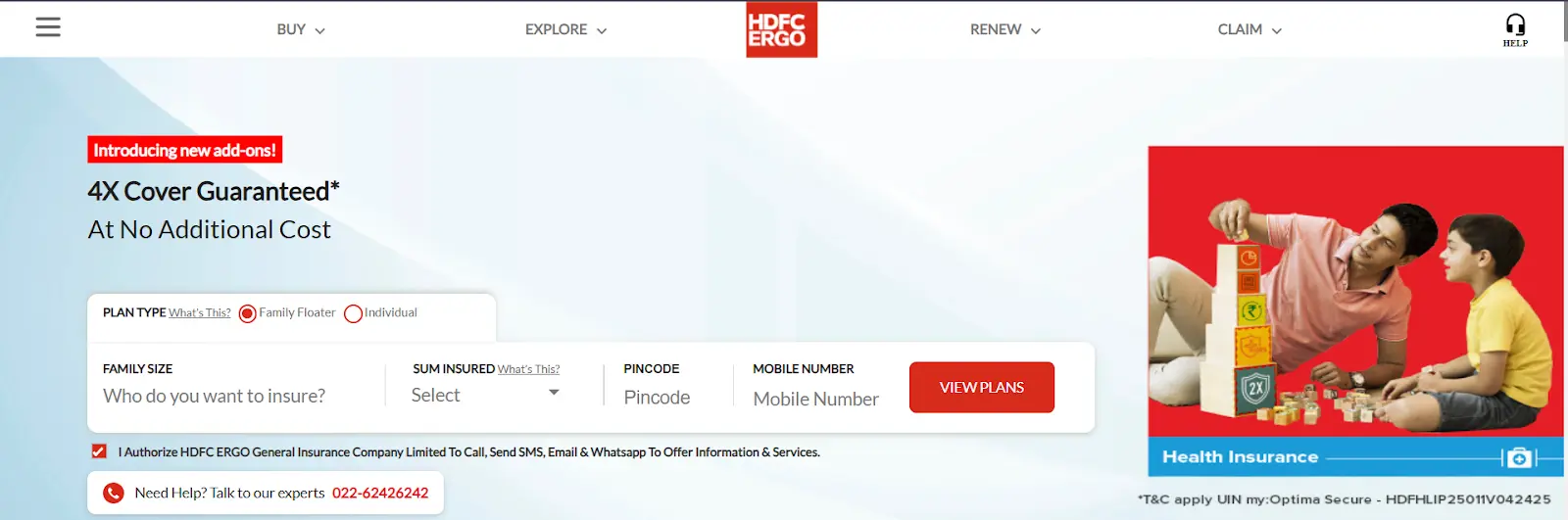 HDFC ERGO Optima Secure Premium Chart