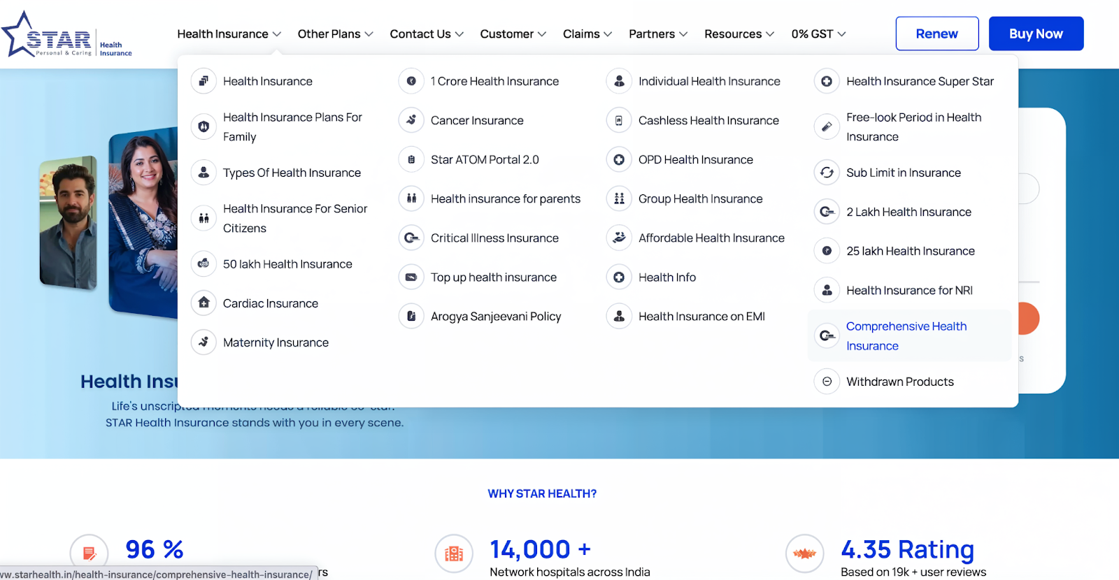 Star Health Comprehensive Plan Premium Chart