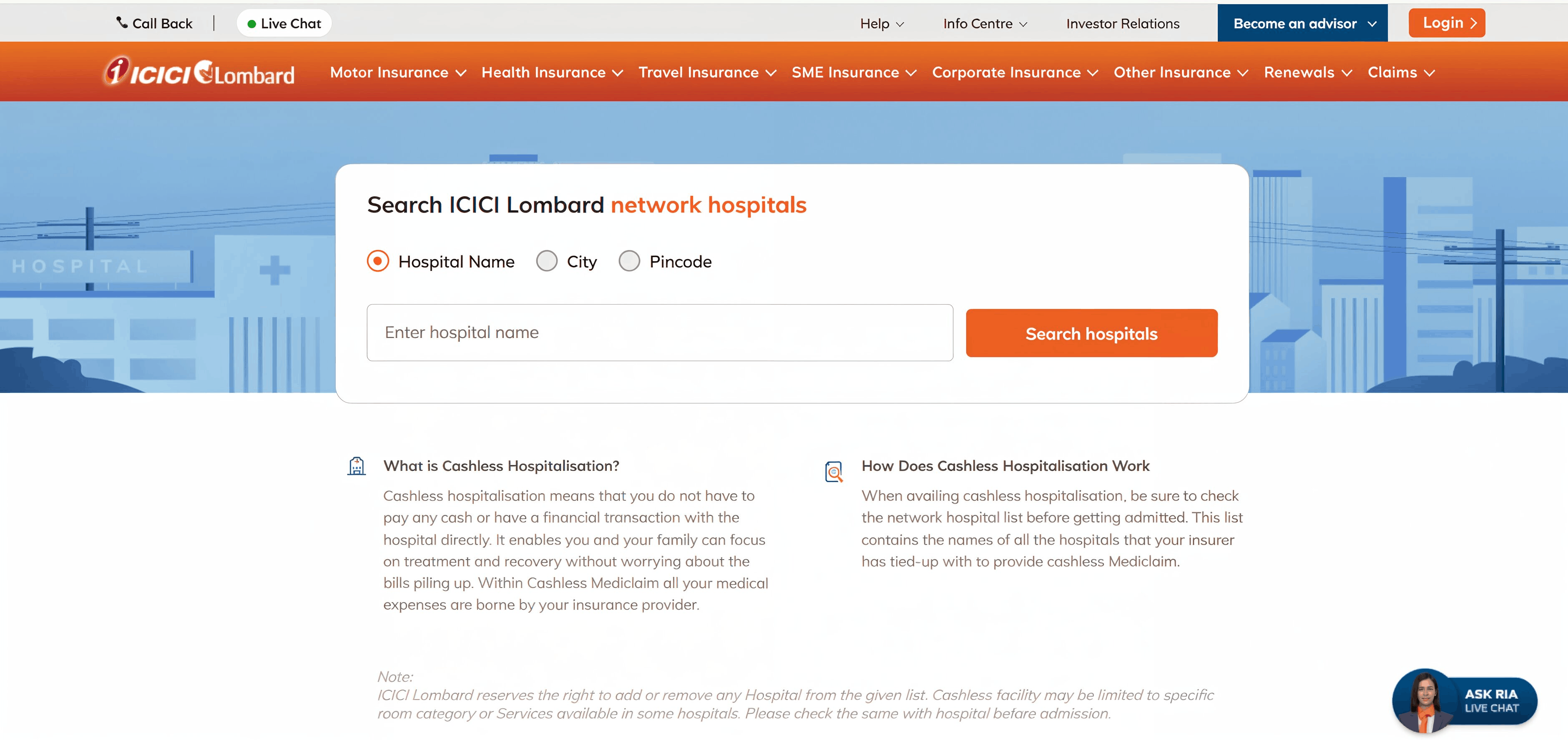 ICICI Lombard Hospital list