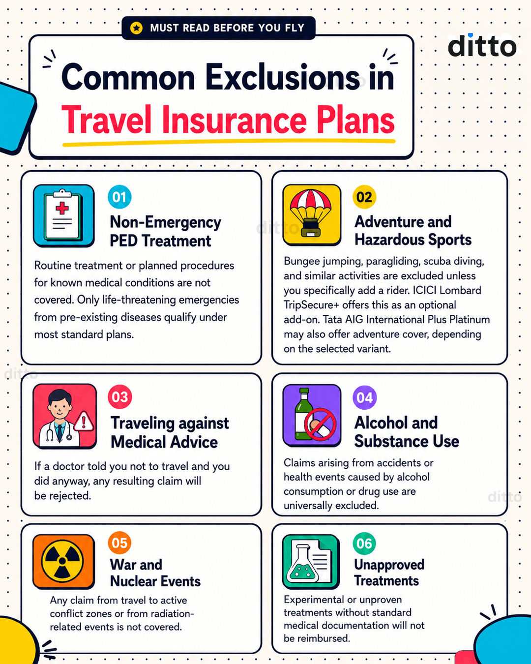 Common Exclsuions in Travel Insurance Plans