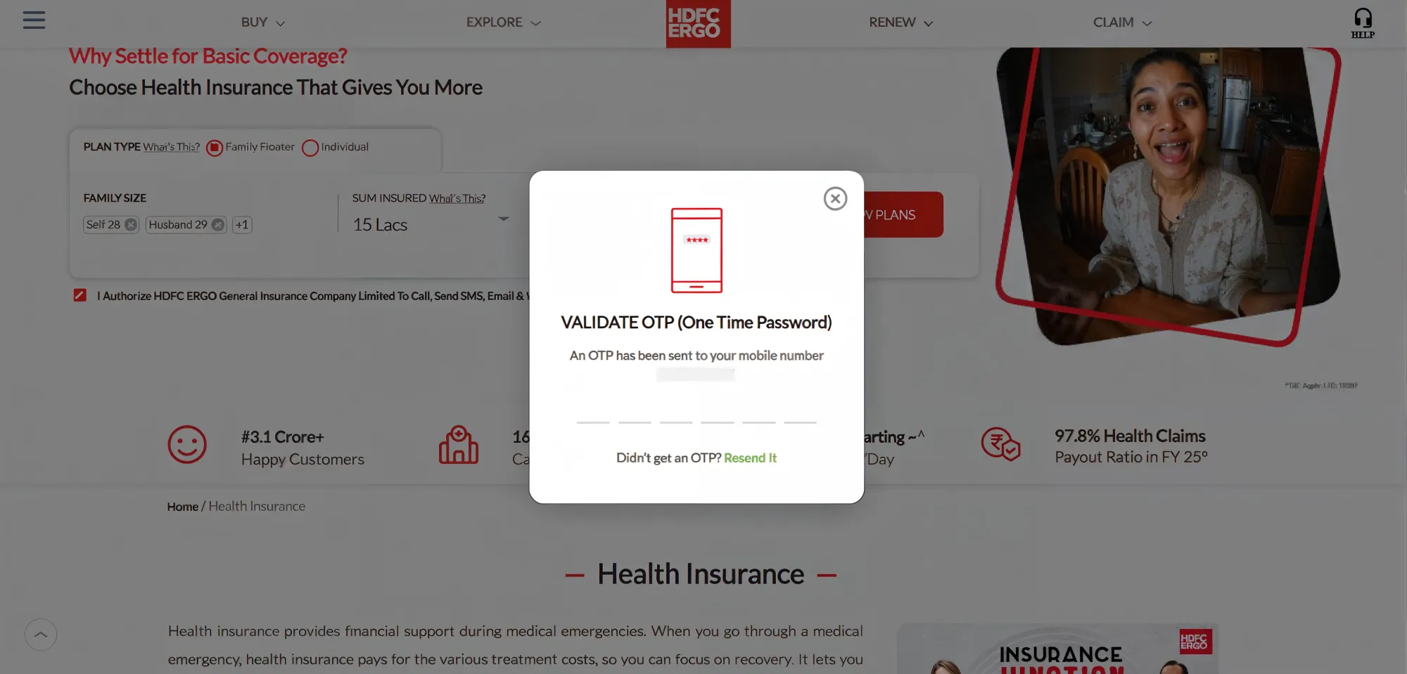 hdfc ergo family health insurance premium chart