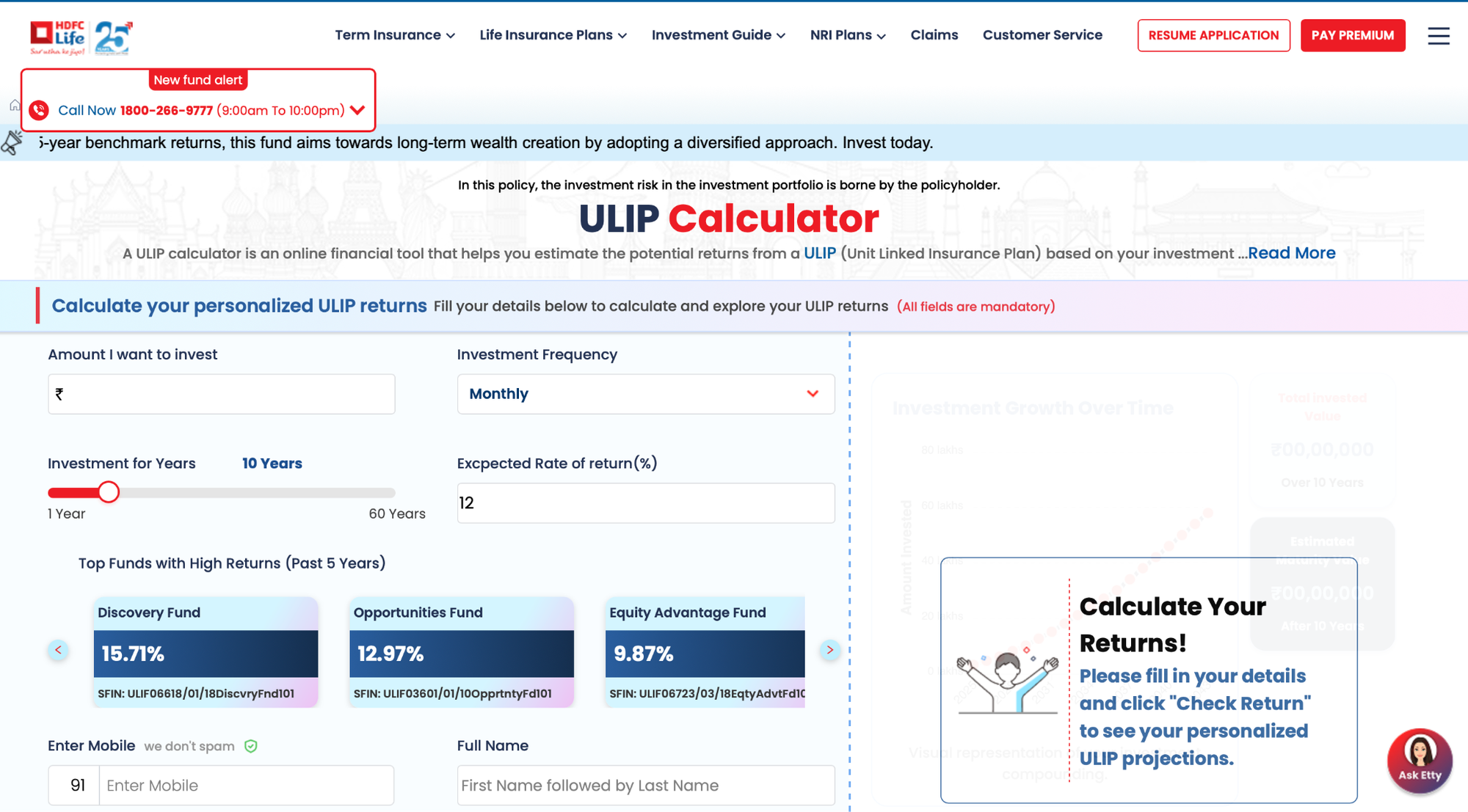 HDFC Life ULIP Calculator